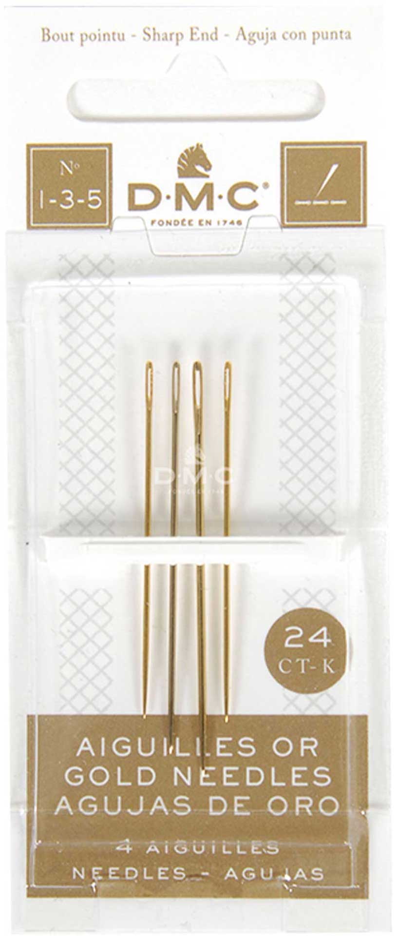 Gold Plated Embroidery Needles - Sizes 1/3/5 x 4