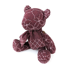 Load image into Gallery viewer, Little Sashiko Teddy Bear - Burgundy KNP24-08RD