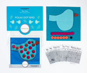 Pre-Cut Wool Appliqué Kit - Polka Dot Bird - Blue