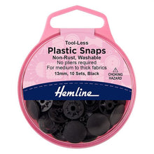 Load image into Gallery viewer, Tool-Less Plastic Snaps - 13mm - Black