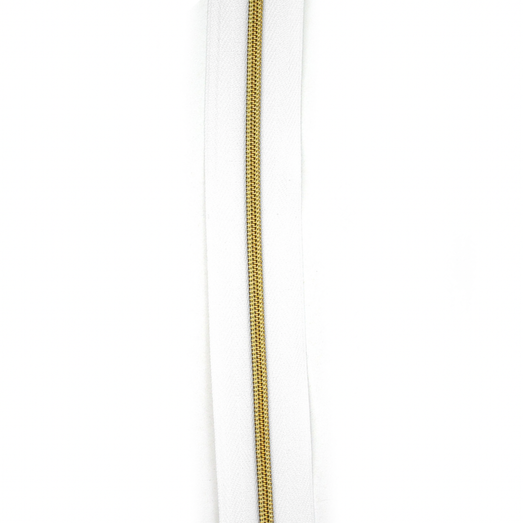 #3 Zipper Tape - 3m - White / Light Gold