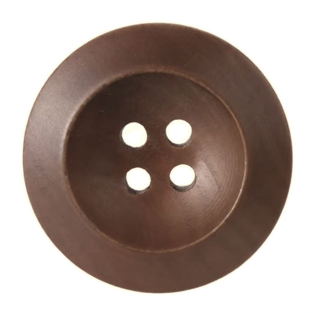 Button - 4-Hole Brown Wood - 37mm
