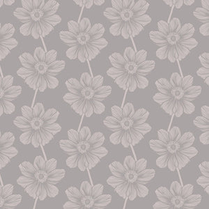 Pattern of floral shapes on a gray background