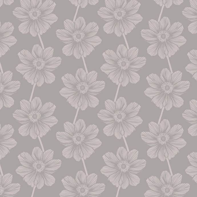 Pattern of floral shapes on a gray background