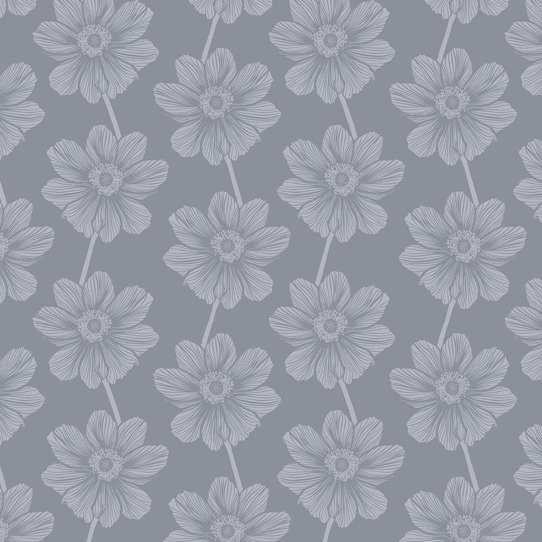 Pattern of stylized flowers on a gray background