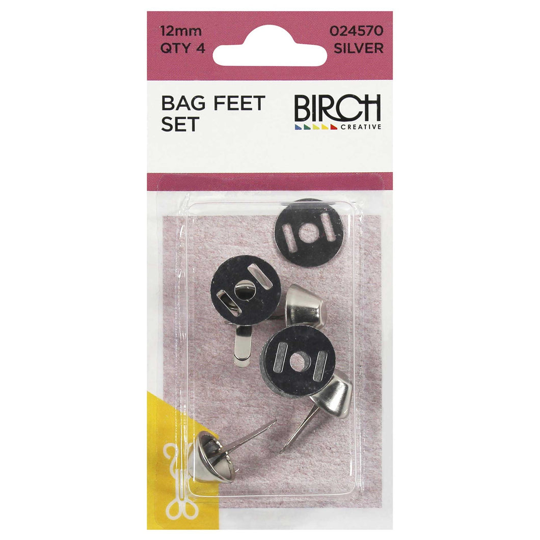 Bag Feet - 12mm - 4 x Antique Silver