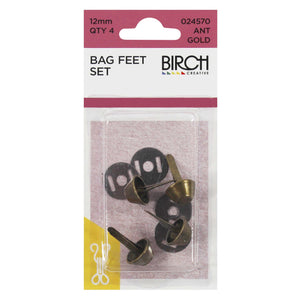 Bag Feet - 12mm - 4 x Antique Gold