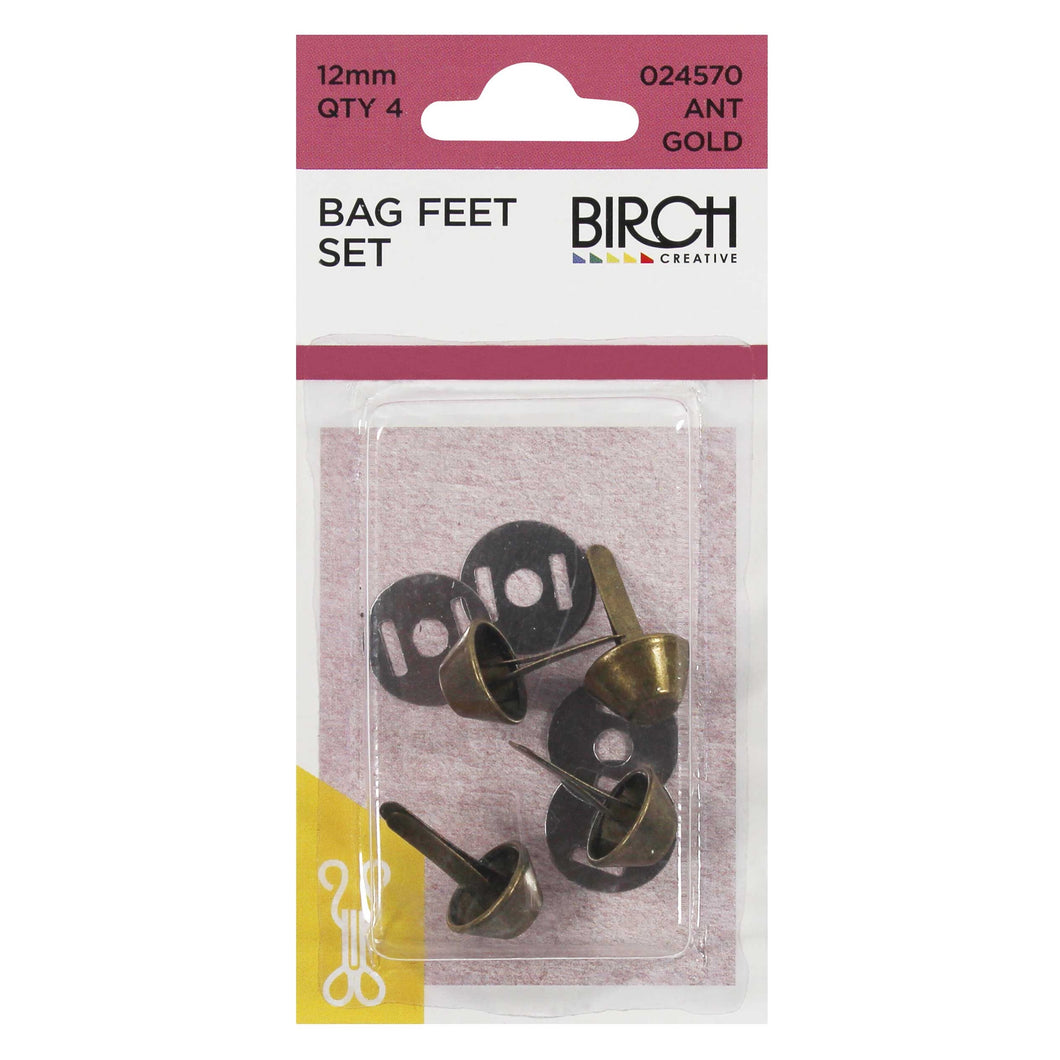 Bag Feet - 12mm - 4 x Antique Gold