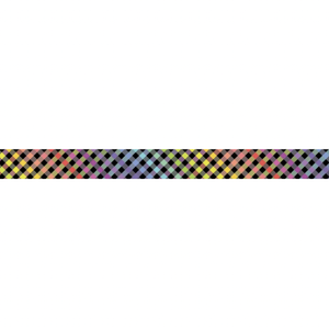 Bias Binding - 25mm Wide - Check - Black Rainbow - 50cm
