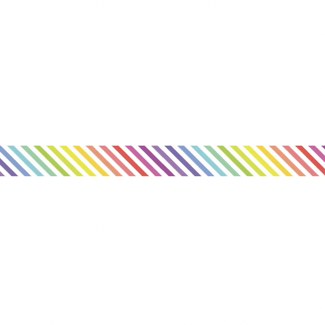 Bias Binding - 25mm Wide - 1/8 Stripe - White Rainbow - 50cm