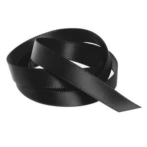 Ribbon - Double Polyester Satin - 10mm Wide - Black - 50cm