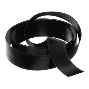 Ribbon - Double Polyester Satin - 15mm Wide - Black - 50cm