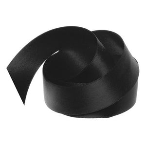 Ribbon - Double Polyester Satin - 25mm Wide - Black - 50cm