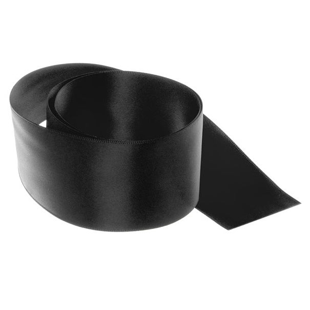 Ribbon - Double Polyester Satin - 50mm Wide - Black - 50cm