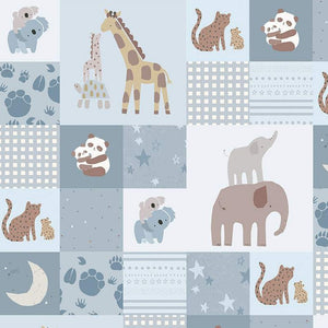 Safari Stargazing - Boy Cheater Print - Blue - Flannel - 50cm