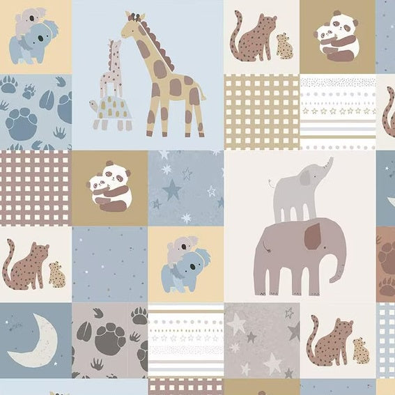 Safari Stargazing - Boy Cheater Print - Multi - Flannel - 50cm