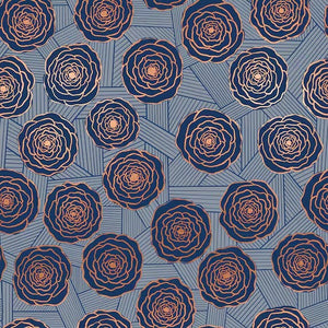 Floradora - Bunch of Roses - Navy - Metallic - 50cm