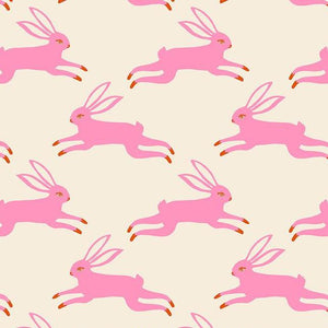 Backyard - Bunny Run - Flamingo - Fat Quarter