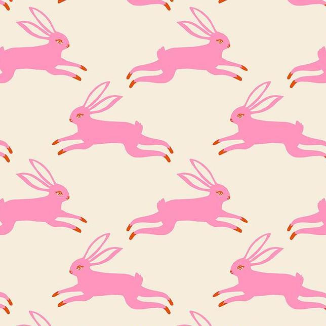 Backyard - Bunny Run - Flamingo - Fat Quarter