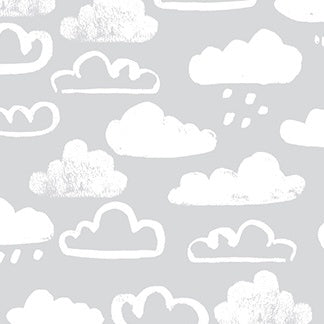 Lucky Day - Clouds - Gray - Flannel - 50cm