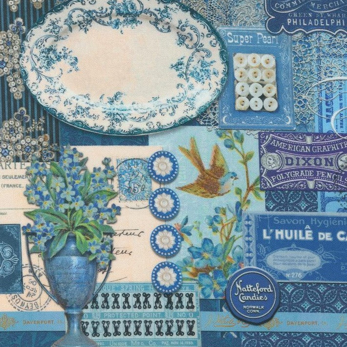 Curated in Color - Collage Patchwork - Blue - 50cm
