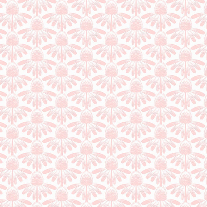 Patterned background with small floral or geometric shapes in pink on a light pink background