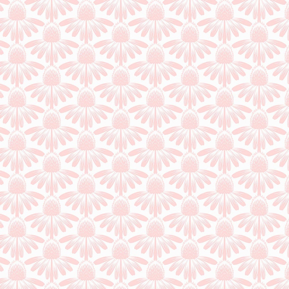 Patterned background with small floral or geometric shapes in pink on a light pink background