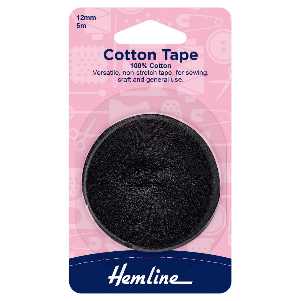 Cotton Tape - 12mm - Black