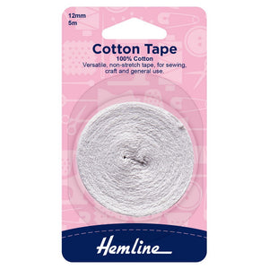 Cotton Tape - 12mm - White