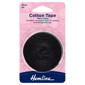 Cotton Tape - 20mm - Black