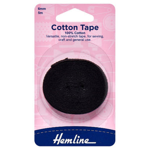 Cotton Tape - 6mm - Black