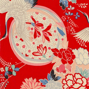 Crane and Flower Ball - Red - Fat Quarter (Out of Print)