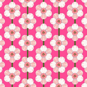 Pattern of pink and white flowers on a pink background