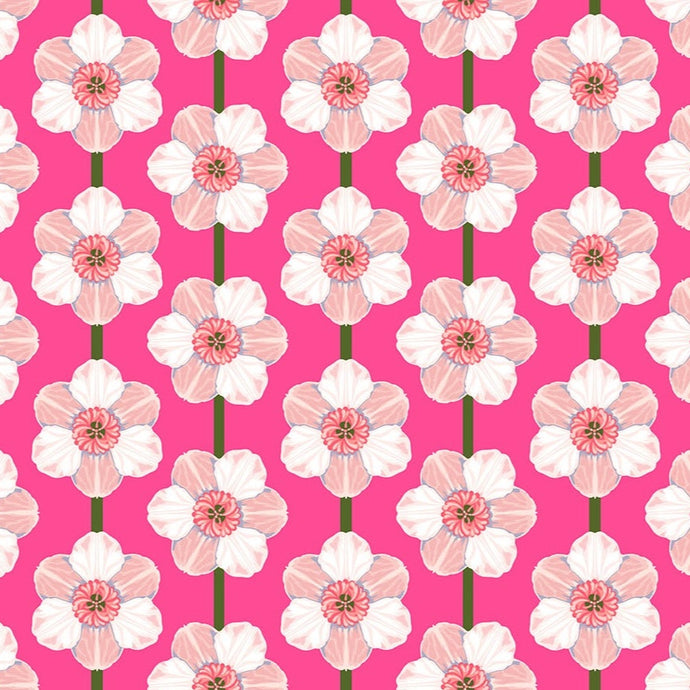 Pattern of pink and white flowers on a pink background