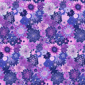 Happiness - Dahlias - Purple - Fat Quarter