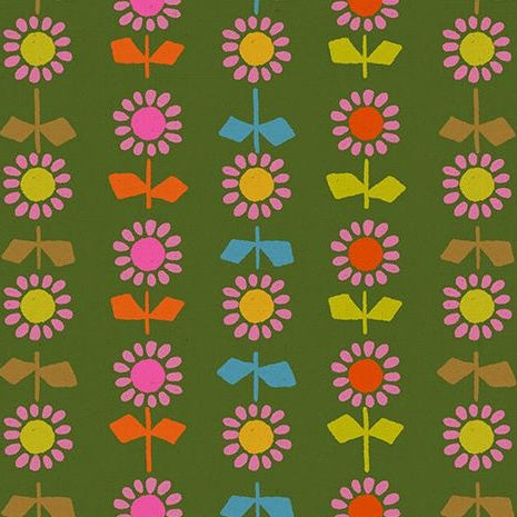 Catnap - Daisy Stripe - Sarah Green - 30% Linen 70% Cotton - 50cm