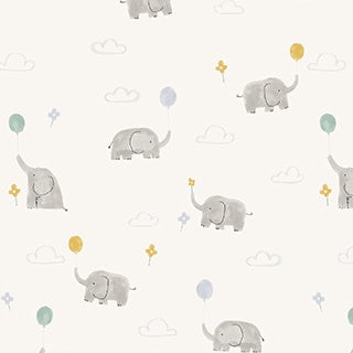 Lucky Day - Elephants With Balloons - Cream - Flannel - 50cm