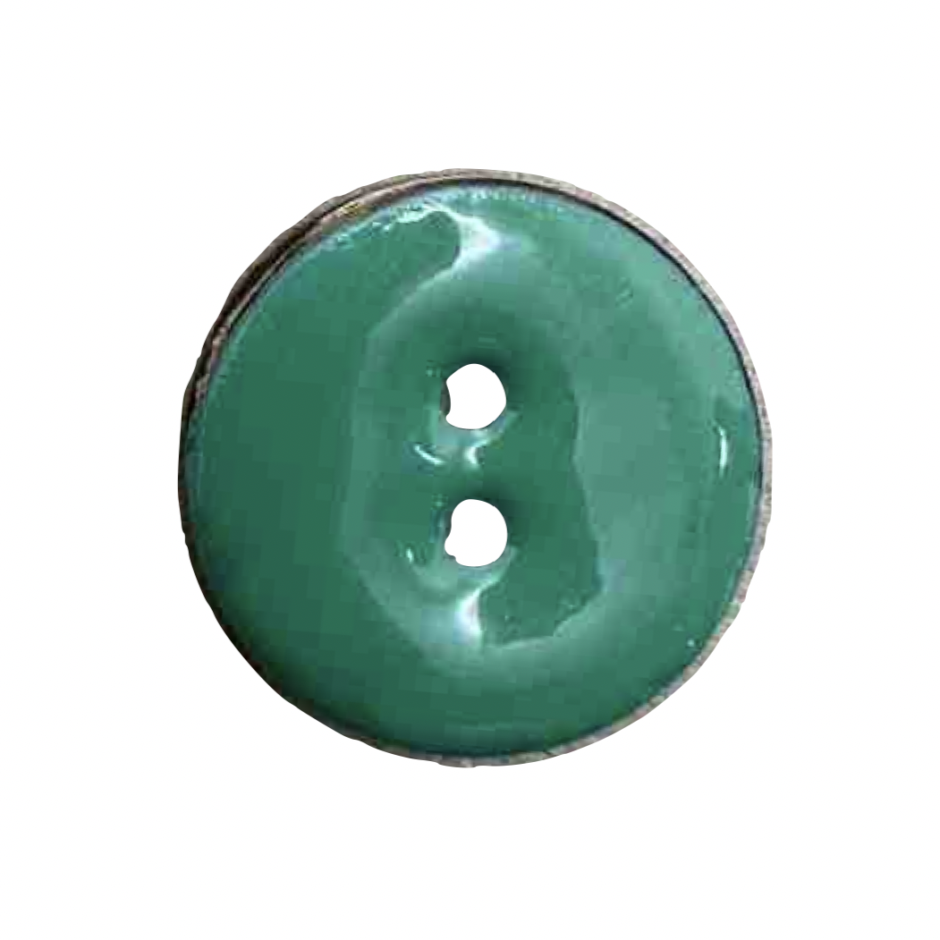 Button - Enamel-Coated Coconut - Green - 20mm