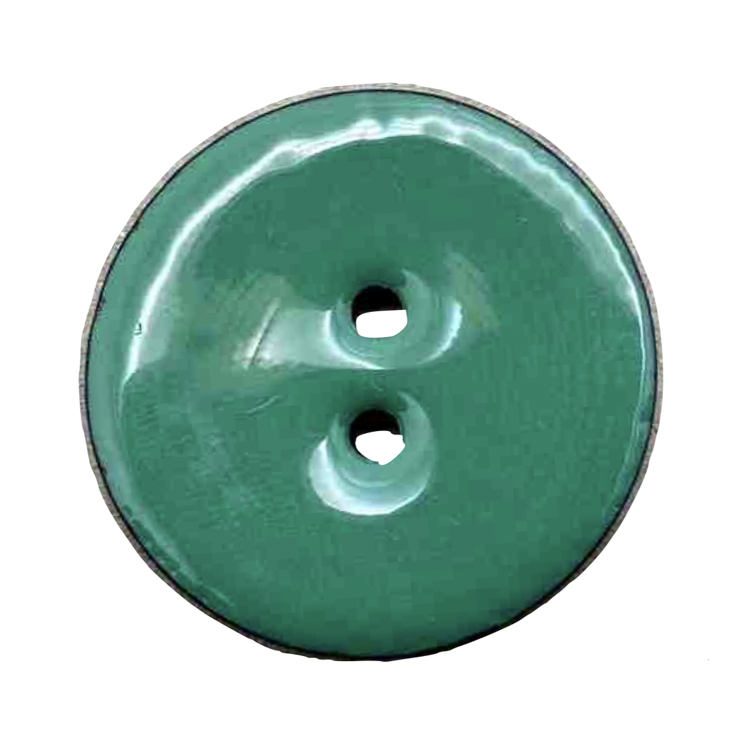 Button - Enamel-Coated Coconut - Green - 30mm