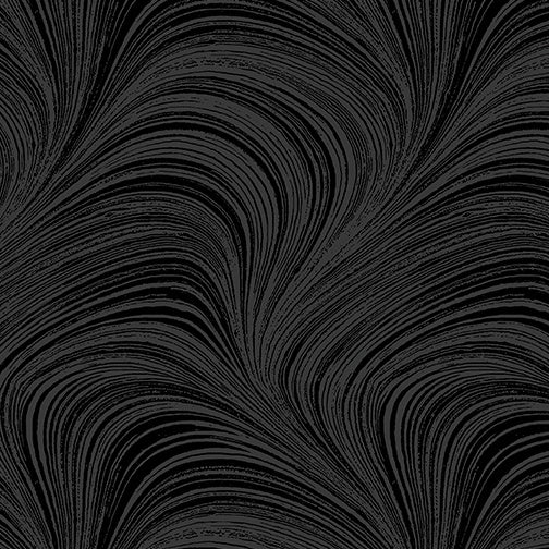 Wave Texture - Wide Flannel - Black - 50cm