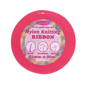 Nylon Knitting Ribbon - Fluro Pink