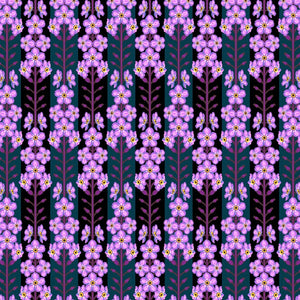 Pattern of small purple flowers on a dark background