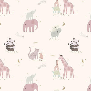 Safari Stargazing - Girl Main - Cream - Flannel - 50cm