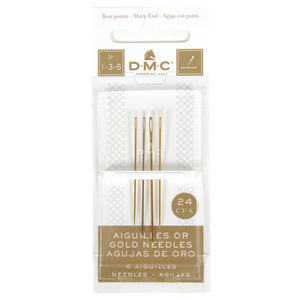 Gold Embroidery Needles - Sizes 1-3-5