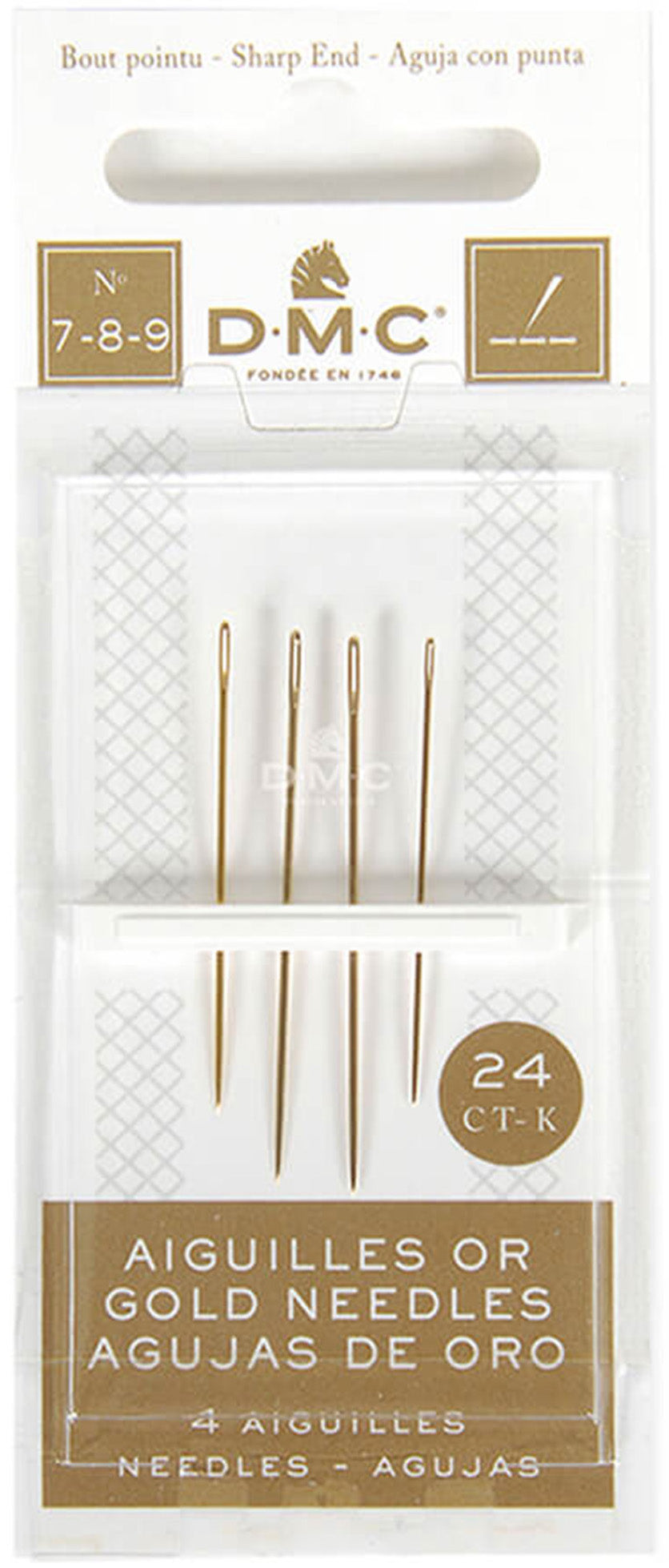 Gold Plated Embroidery Needles - Sizes 7/8/9 x 4