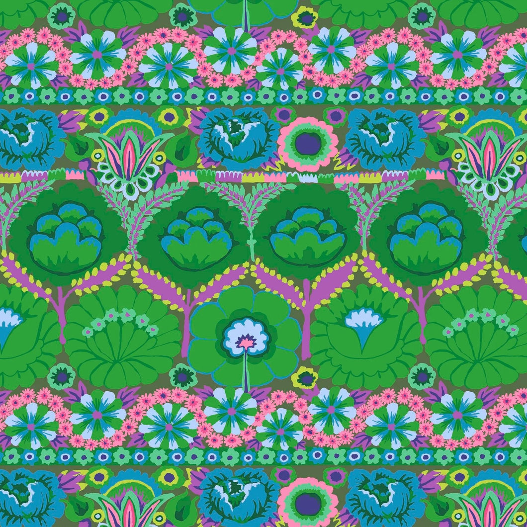 Embroidered Flower - Green - Fat Quarter (Out of Print)