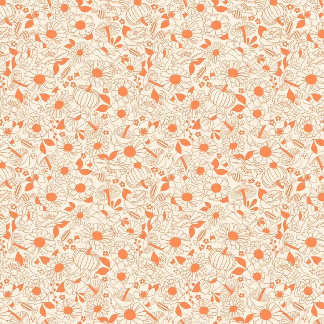 Tiny Frights - Halloween Floral - Pumpkin - 50cm