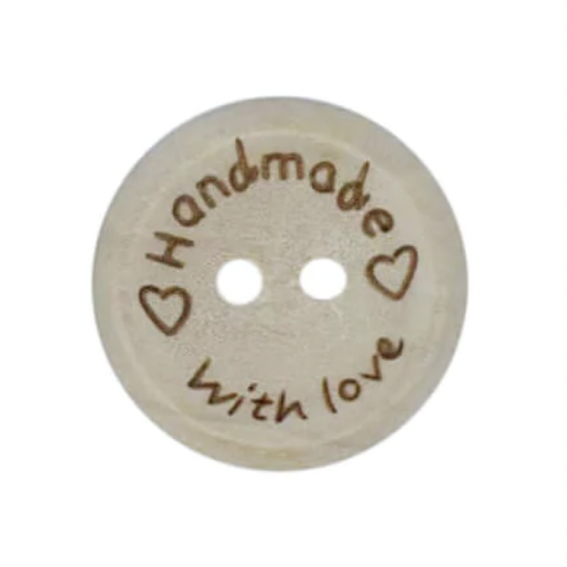 Button - Handmade With Love - Wood - 15mm