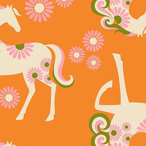 Carousel - Fancy Horse - Burnt Orange - 70% Cotton 30% Linen - 50cm