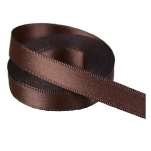 Ribbon - Double Polyester Satin - 10mm Wide - Hot Chocolate - 50cm